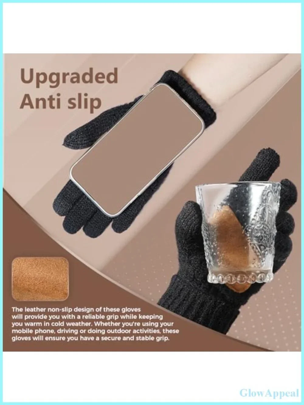 Winter Touchscreen Gloves for Women 2 Pairs Alpaca Fleece Anti-Slip Knit